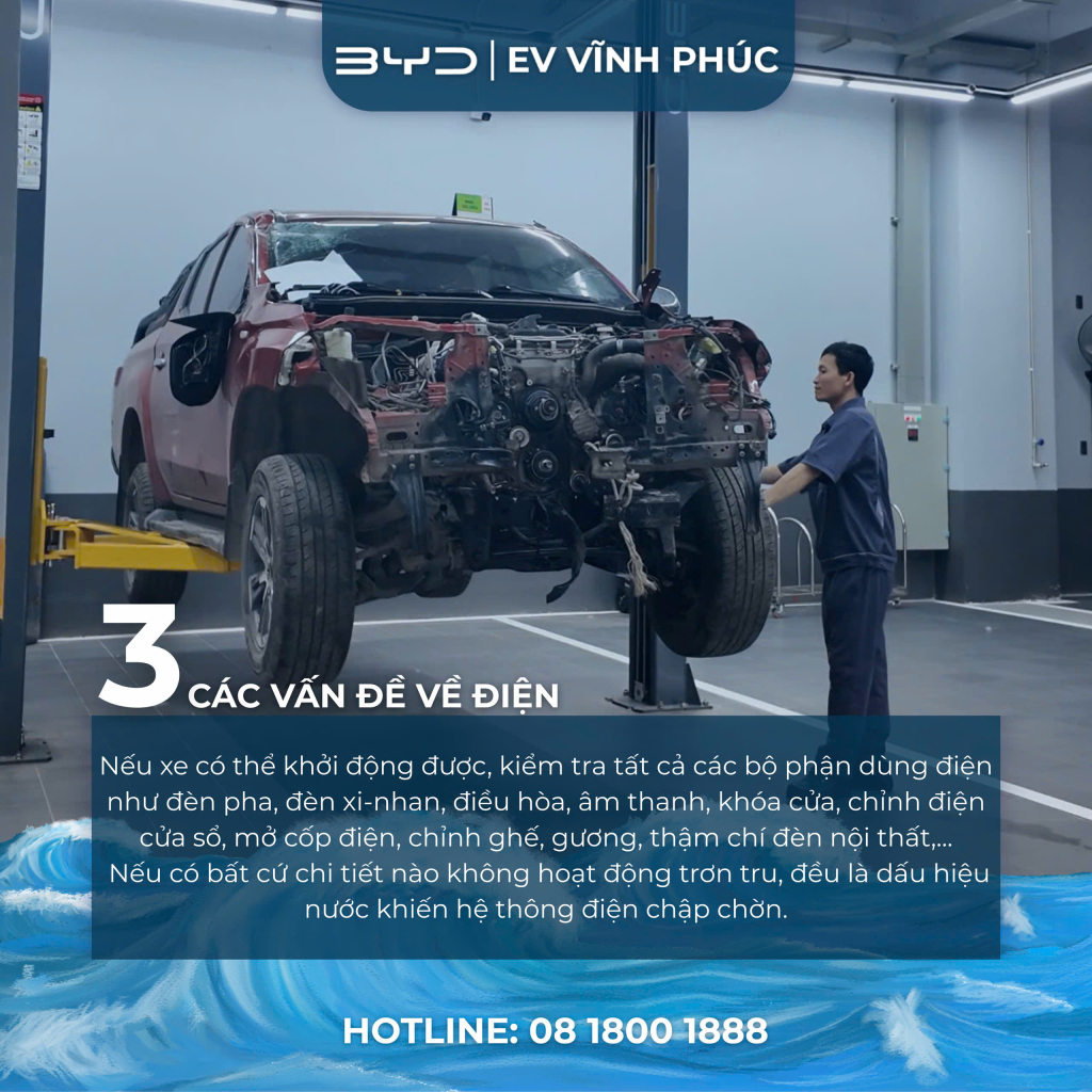 Kiểm tra các vấn đề về điện ngay khi nghi ngờ xe bị thủy kích