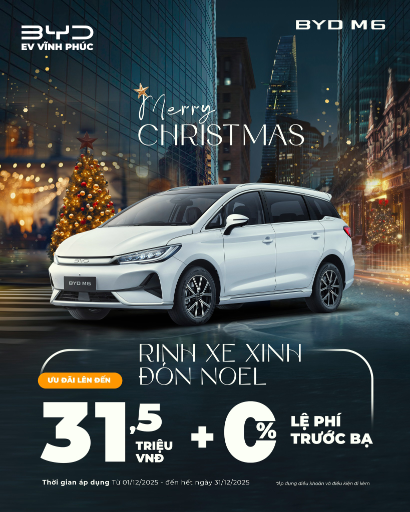 BYD M6 ưu đãi cuối năm – quà tặng phụ kiện và sạc 7kW tại BYD Vĩnh Phúc