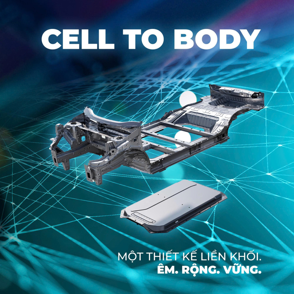 Kết cấu liên khối Cell to Body của BYD Atto 2 giúp tăng độ vững chắc, tối ưu không gian nội thất, giảm trọng lượng xe