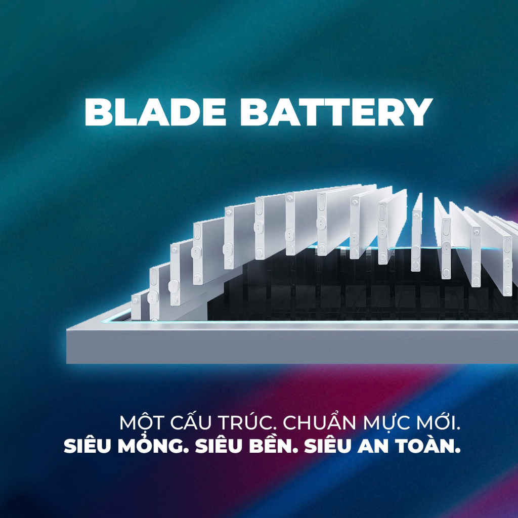 Công nghệ pin Blade Battery độc quyền BYD, cấu trúc lưỡi siêu bền, an toàn cao, đảm bảo tuổi thọ vượt thời gian cho BYD Atto 2