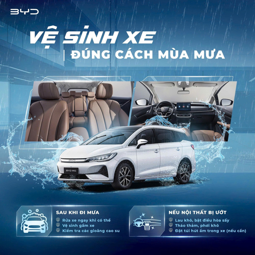 Cách vệ sinh, bảo dưỡng xe điện BYD đúng cách sau khi đi mưa từ BYD Vĩnh Phúc – Đại lý chính hãng của BYD tại Phú Thọ.