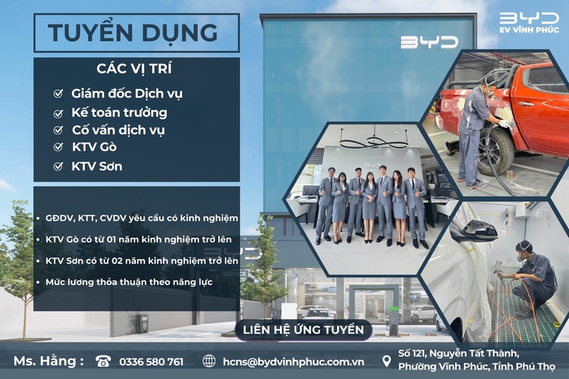 BYD Vĩnh Phúc Tuyển Dụng – Khởi Đầu Hành Trình Tương Lai Xanh