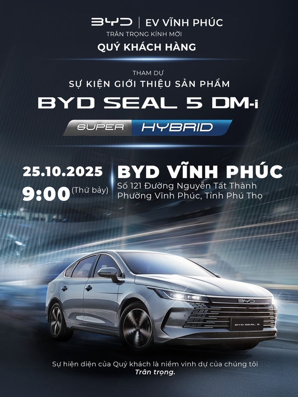 Sự Kiện Ra Mắt Xe BYD Seal 5 DM-i – Biểu Tượng Mới Của Sedan Hybrid Tại BYD Vĩnh Phúc