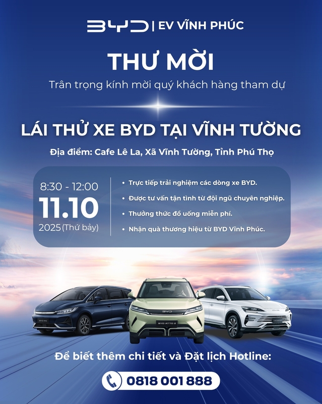Lái Thử Xe BYD Tại Vĩnh Tường – Trải Nghiệm Xe Điện Toàn Cầu Cùng BYD Vĩnh Phúc