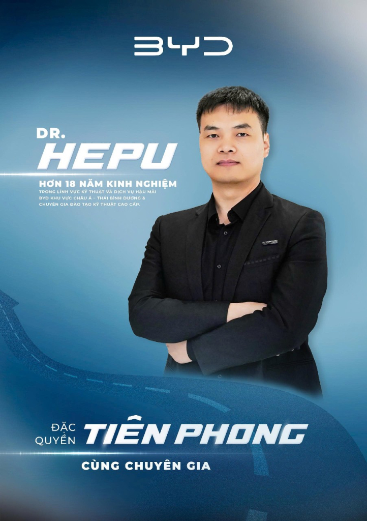 Dr. Hepu – chuyên gia kỹ thuật BYD với hơn 18 năm kinh nghiệm, trong chương trình “Đặc quyền tiên phong cùng chuyên gia”