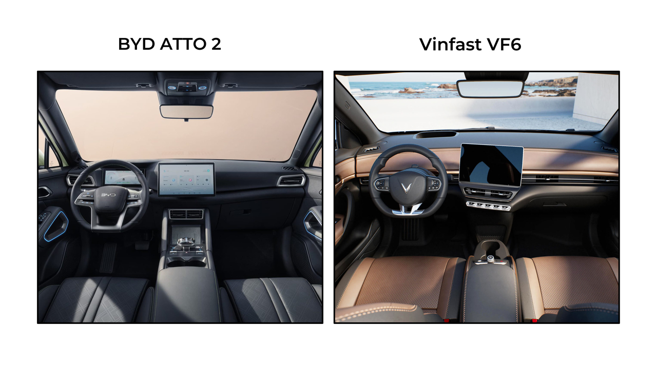 So sánh nội thất của BYD Atto 2 và Vinfast VF6 - 2 mẫu xe điện cỡ nhỏ đáng quan tâm nhất 2025